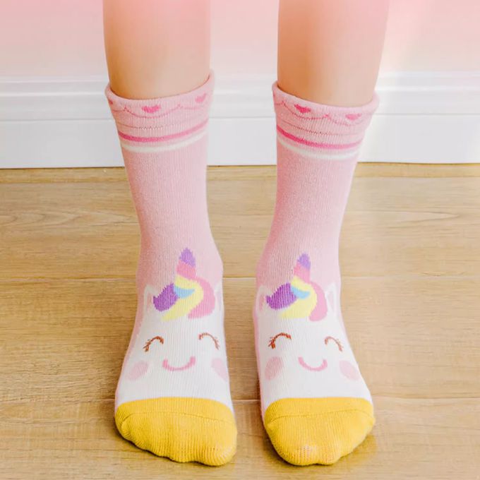 腳ㄚ子 - 幼/兒童棉質中筒襪 童襪 襪子 棉襪 兒童襪-彩虹獨角獸