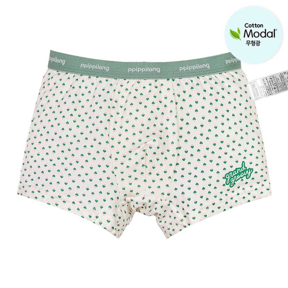 絲柔莫代爾混棉四角褲(男寶)-綠心紋-米