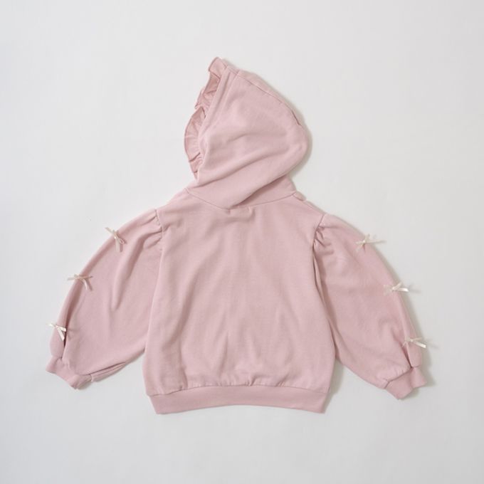 日本 Lycee mine - 蝴蝶結袖荷葉邊少女連帽外套-霧藍