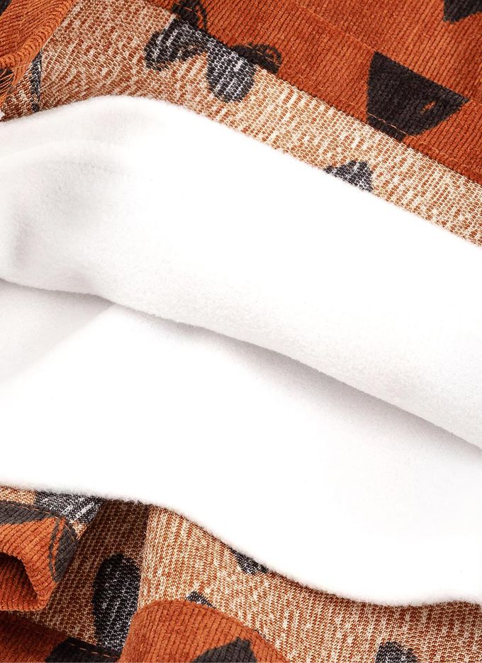 韓國 OZKIZ - (附圍領)排列愛心燈芯絨連身洋裝-棕紅