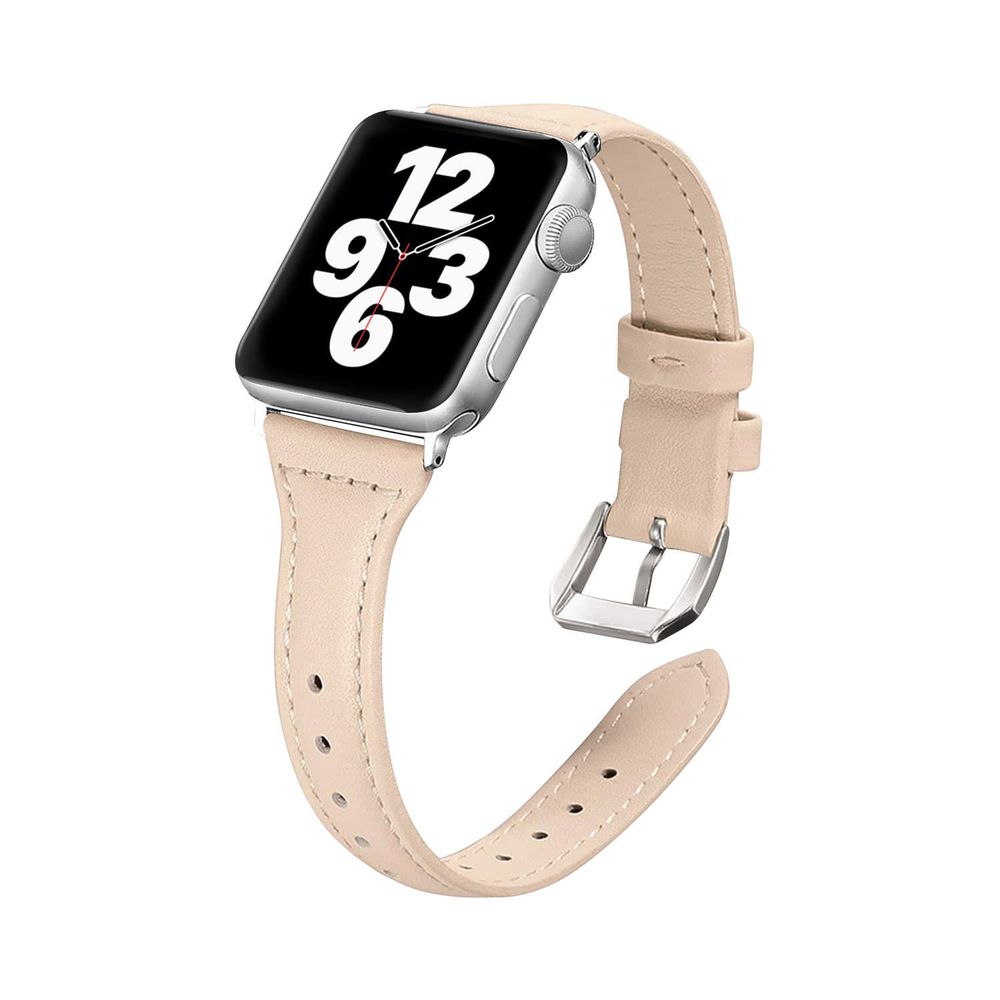 Apple Watch 皮革錶帶-女版-米白