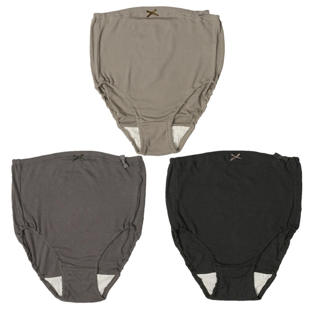 akachan honpo - 羅紋內褲3件組-附可調大小鬆緊帶-深灰色