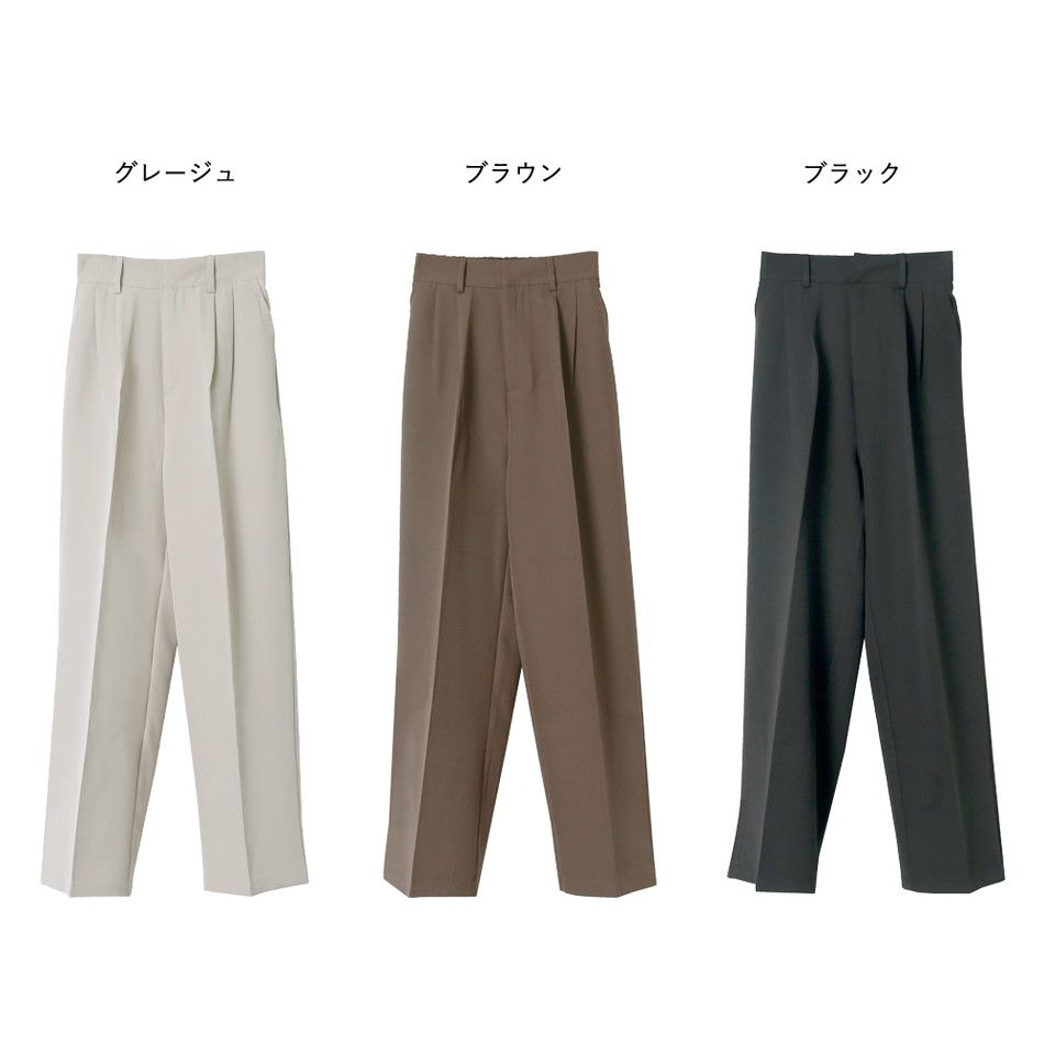 日本 Rejoule - 百搭修身打褶西裝褲-時尚黑