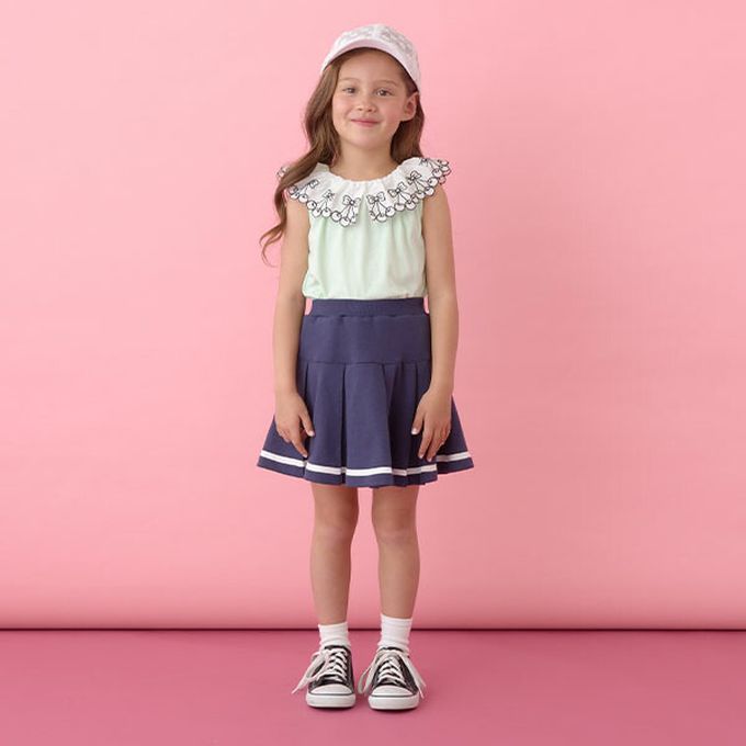 日本 Lycee mine - 精緻櫻桃蕾絲領無袖上衣-白