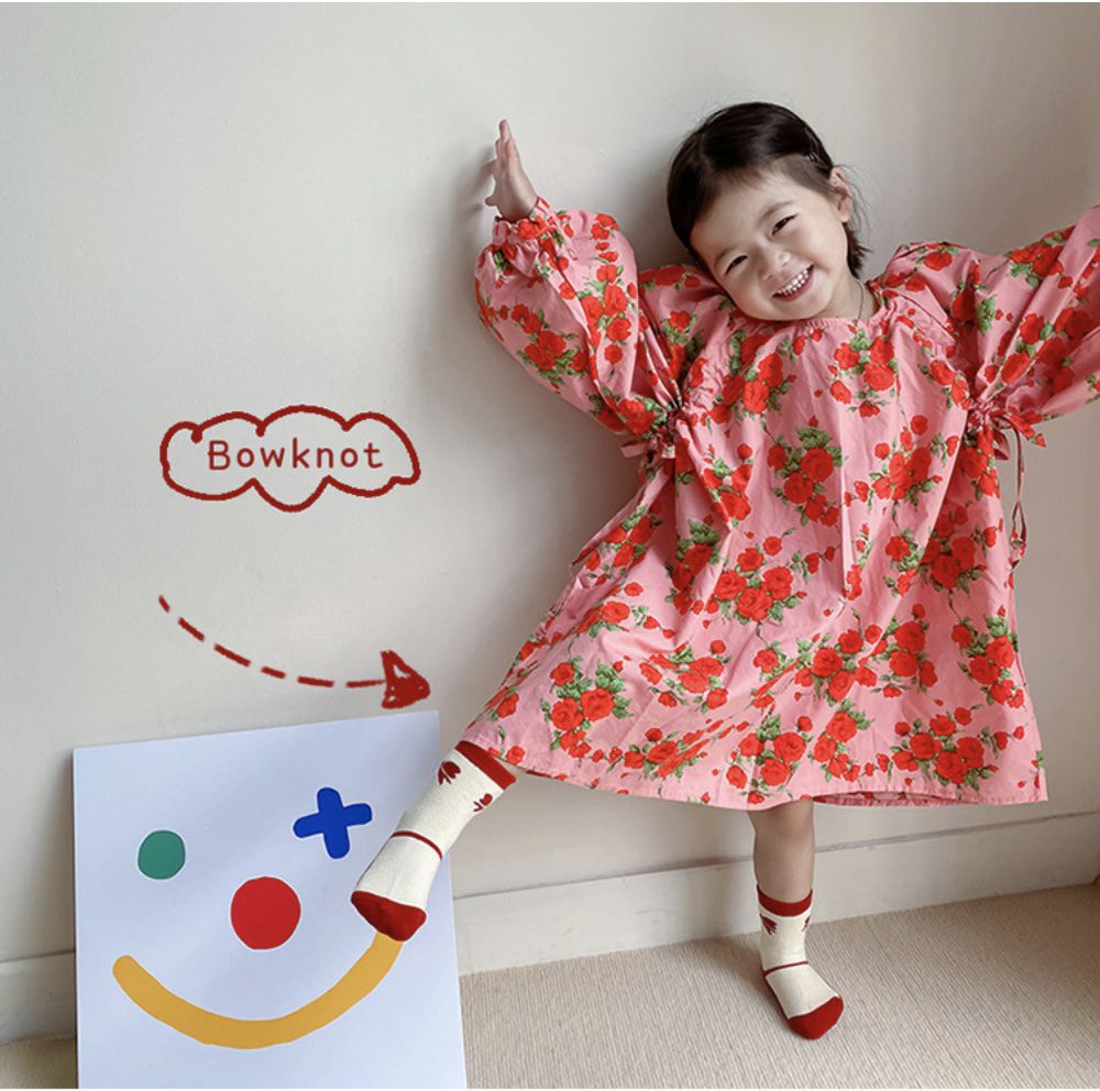 love, charlotte - 冬季紅色系可愛女孩毛圈內裡厚棉襪 ( 5雙一組）