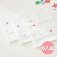 韓國 Bamboo bebe - 細柔竹纖維二重紗多用途手帕巾-蔬果派對 (38x38cm)-6入組