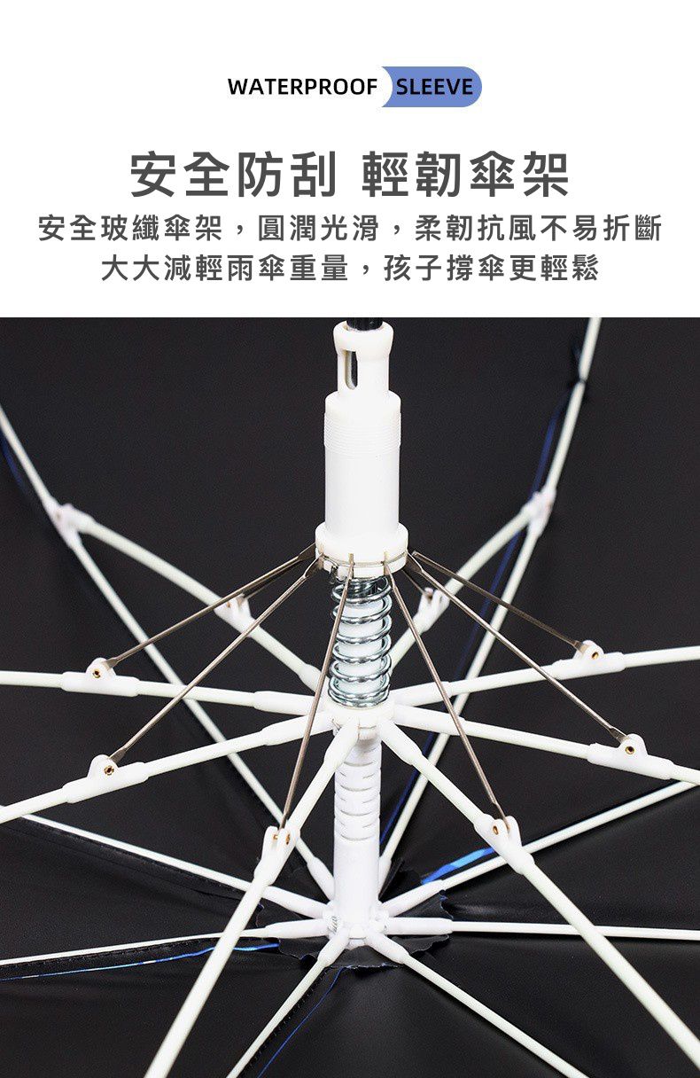 套管防滴水黑膠晴雨兩用傘-卡通人物鋼鐵人-藍色