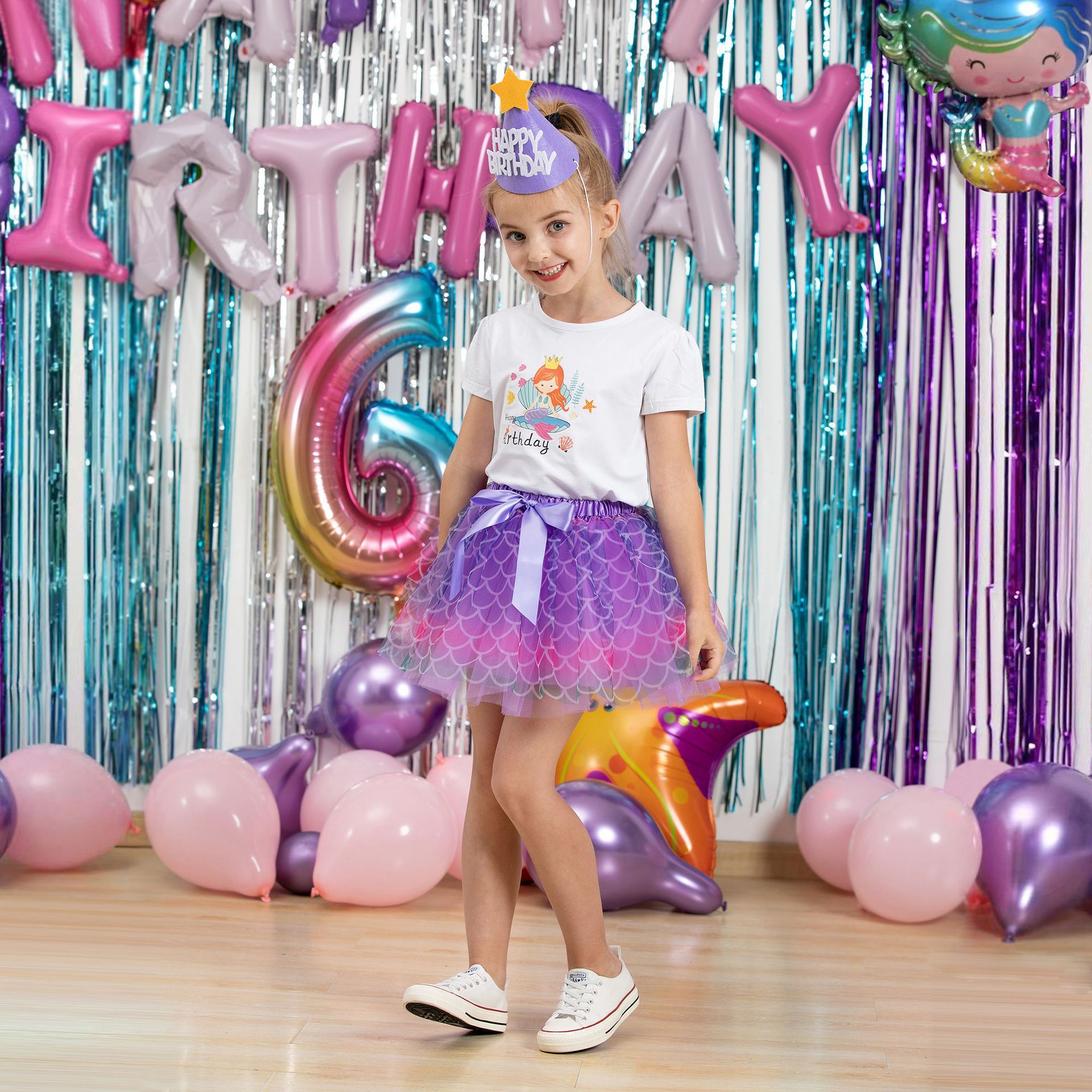 TUTUDRESS - 兒童網紗澎澎裙/片片裙+髮夾-亮片夢幻款-粉色-萬聖節裝扮