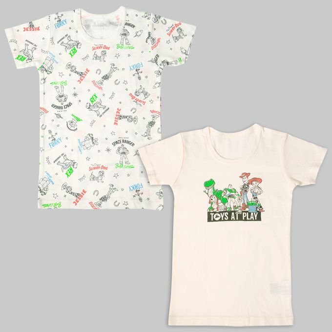 akachan honpo - 圓領短袖T恤2件組-玩具總動員-米白色