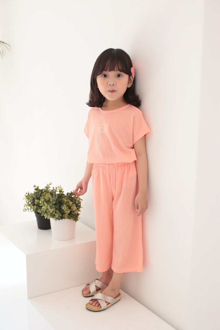 韓國 Dalla - 三個笑臉涼感套裝-粉橘