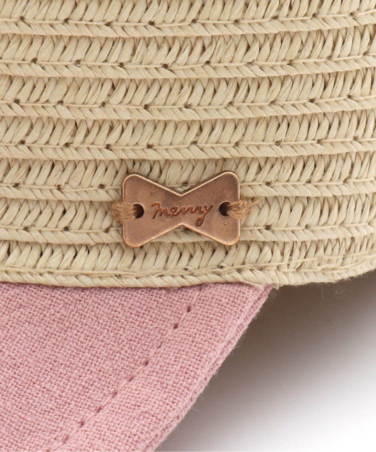 日本 apres les cours - 後大蝴蝶結抗UV時尚藤編帽-粉紅
