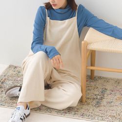 日本 OMNES - 溫柔百搭毛氈感細肩帶2件式套裝-米白