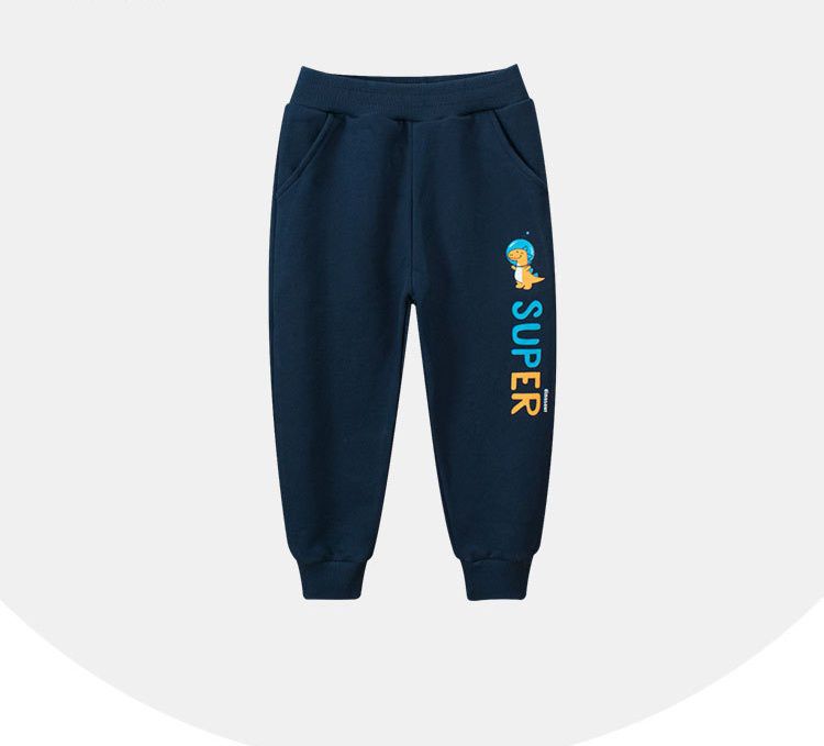 純棉長褲-泡泡恐龍-深藍色