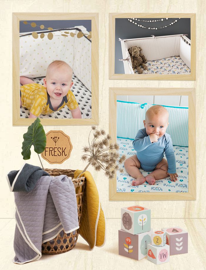 荷蘭 FRESK - 有機棉嬰兒防撞半床圍-粉紅小狐狸