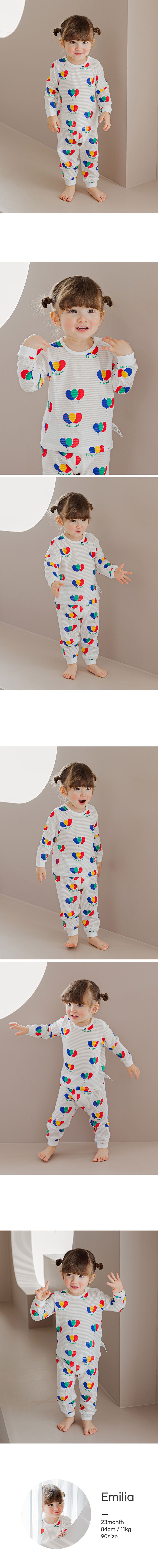 韓國 Cordi-i - 無螢光棉透氣緹花長袖家居服-三色氣球-白