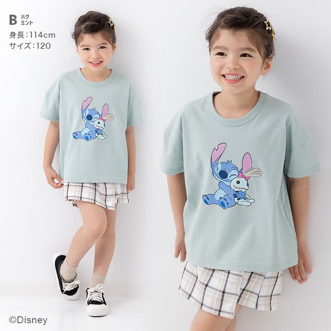 日本 Chil2 - 聯名款 100%純棉短袖上衣-卡通人物史迪奇九宮格-炭灰