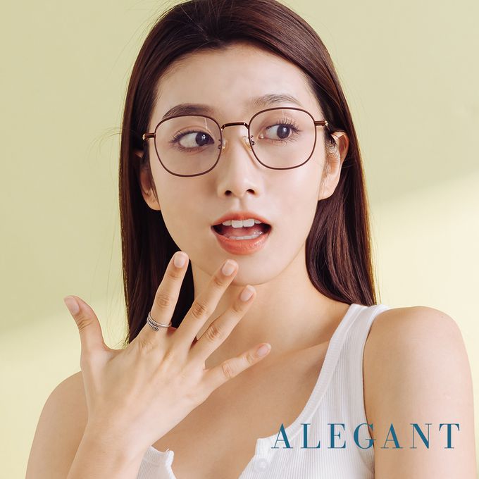 ALEGANT - 韓流復古暖日棕溫莎圈橢圓光學框UV400濾藍光眼鏡