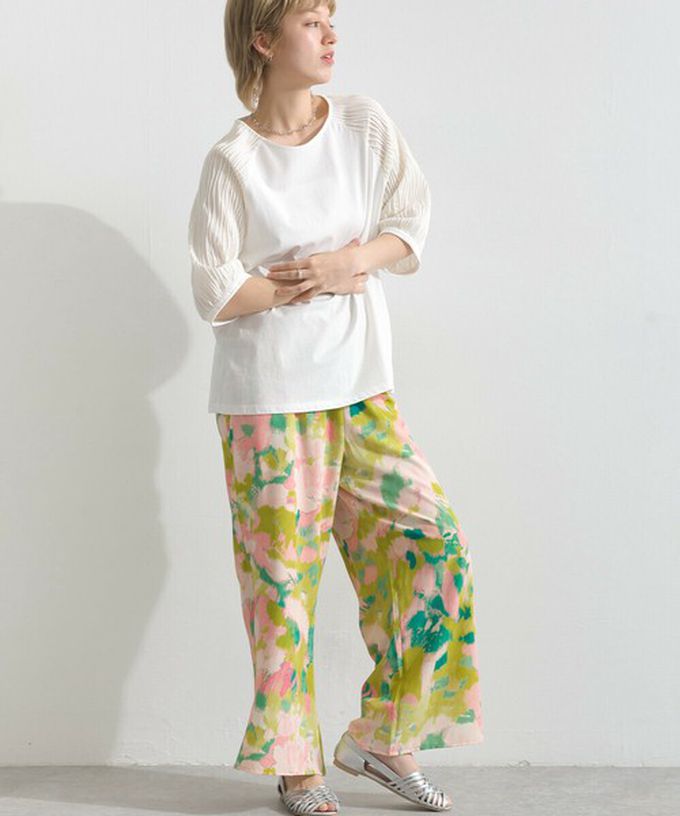 日本 le colis - 優雅立體感波浪五分袖上衣-白