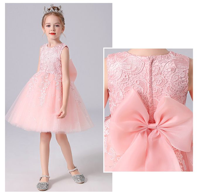 蕾絲落花紗裙小禮服-淺藍色