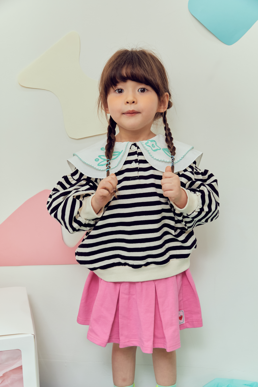 韓國 MINIATURE - 打褶短褲裙-粉紅