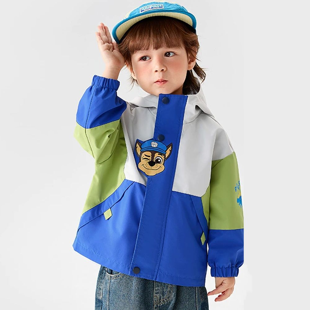 卡通汪汪隊立體造型防風防水外套-卡通人物阿奇-拼色藍