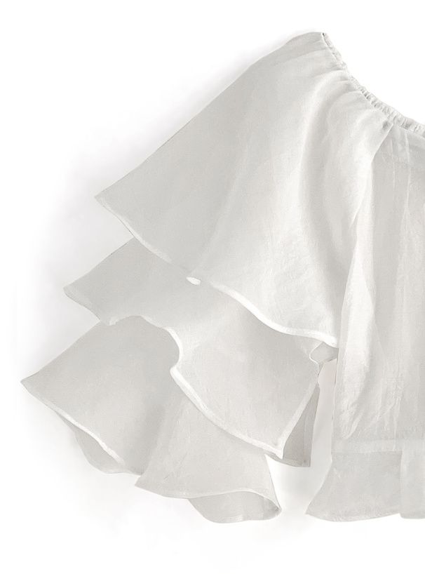 日本 GRL - 優雅層次袖設計長袖襯衫-經典黑