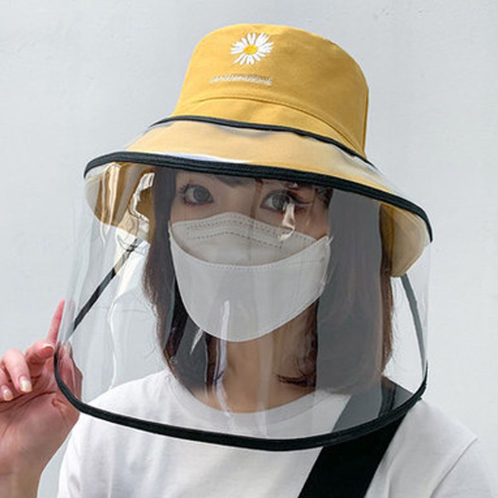 防飛沫漁夫帽可拆式面罩-小雛菊-黃色 (頭圍56-58cm)