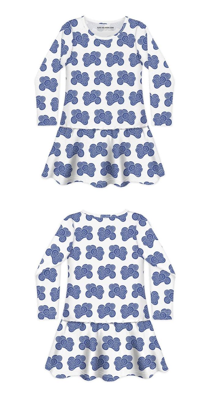 英國 SLEEP NO MORE - 100% 有機棉長袖連身裙-雲朵