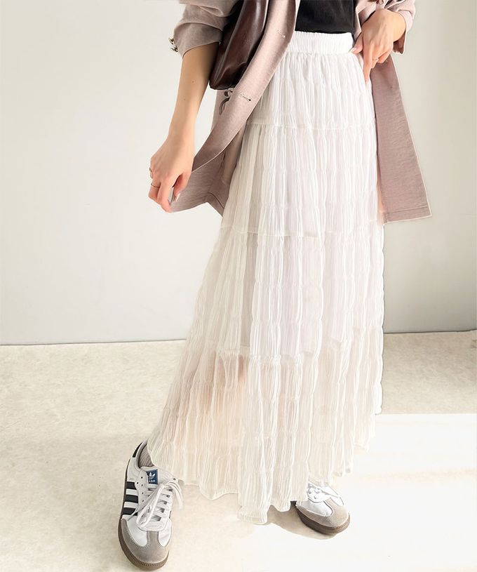 日本 Classical Elf - 柔軟飄逸分層透膚喇叭長裙-白