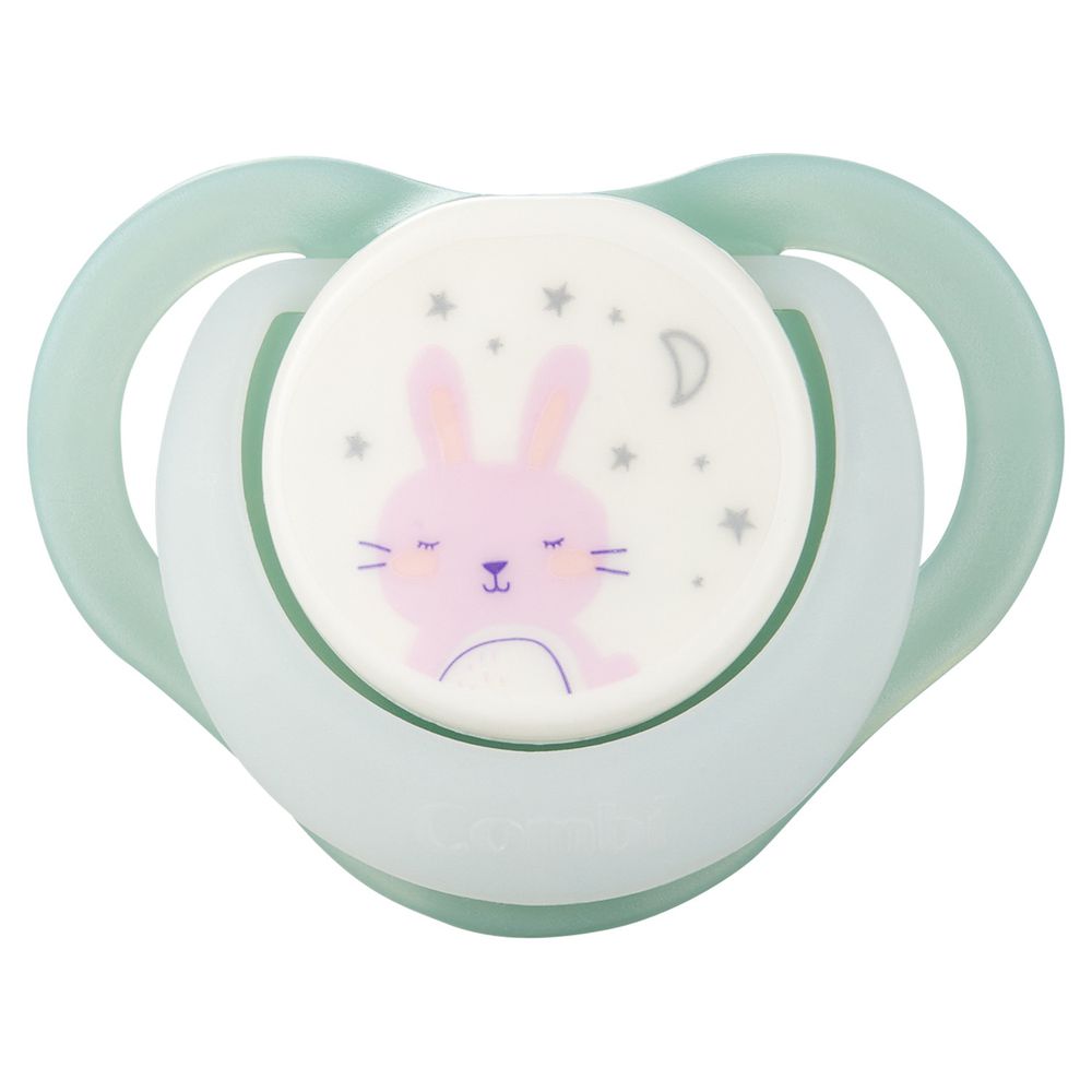 日本 Combi - 睡眠夜用安撫奶嘴-夜夢兔-綠 (M)-2、3～10個月