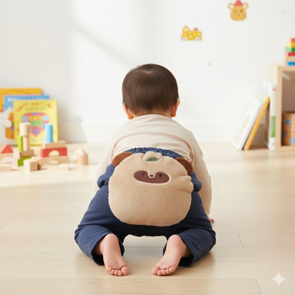 造型屁屁褲-刷毛動物-深藍色