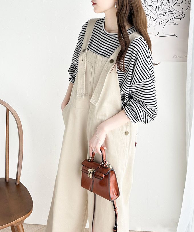 日本 Classical Elf - 萬能定番細條紋側開叉長袖上衣-黑底白線