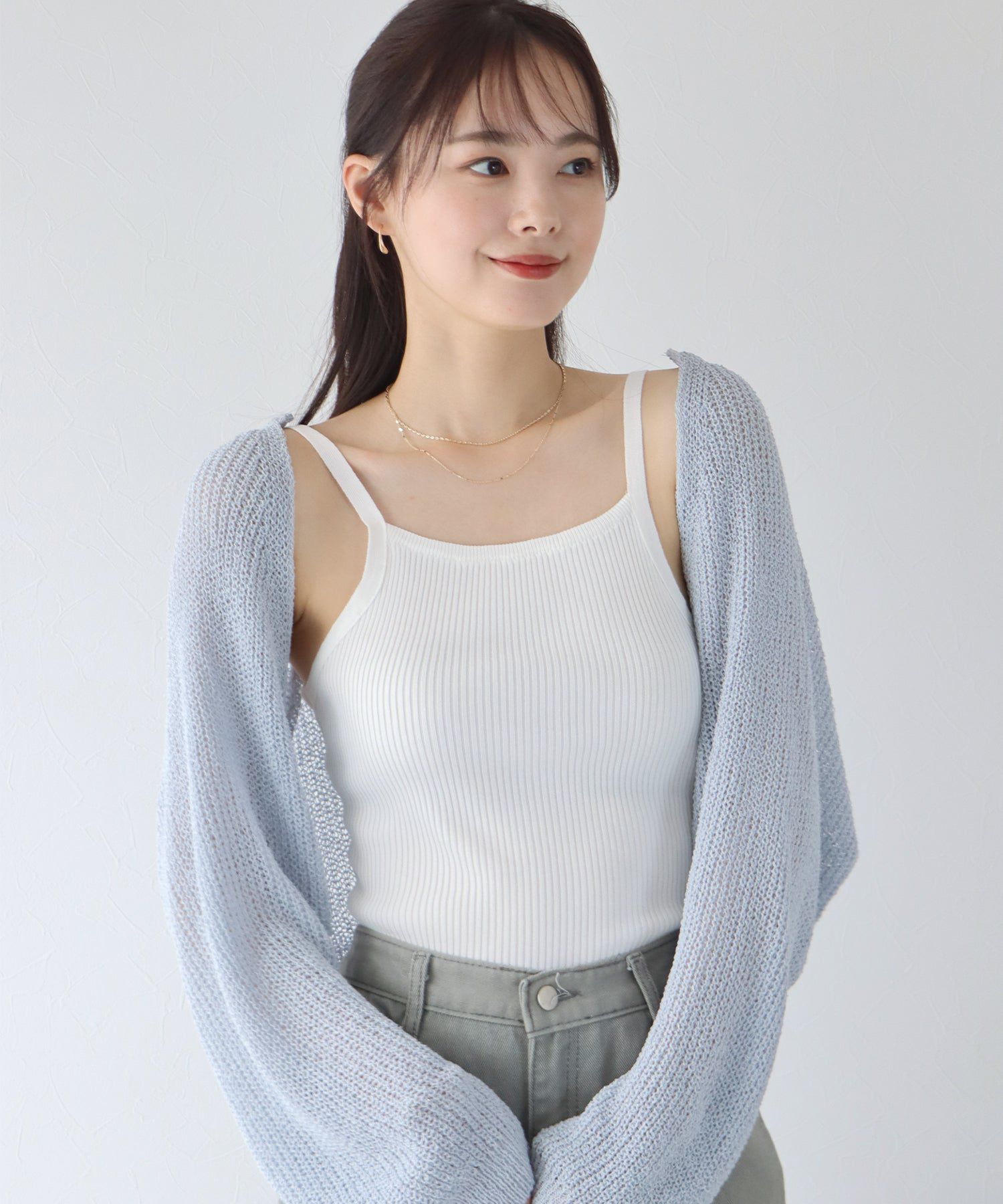 日本 BLUE EAST - 彈性羅紋無袖上衣/內搭-條紋-黑