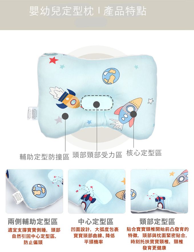 Vanibaby - 超透氣3D護頭型嬰兒枕 (純棉豆豆絨)-綠底迷你象