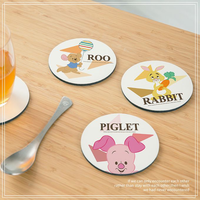 收納王妃 - 迪士尼 Disney QQ維尼系列【維尼與屹耳】 珪藻土軟式吸水杯墊-二入組10X10X0.5CM