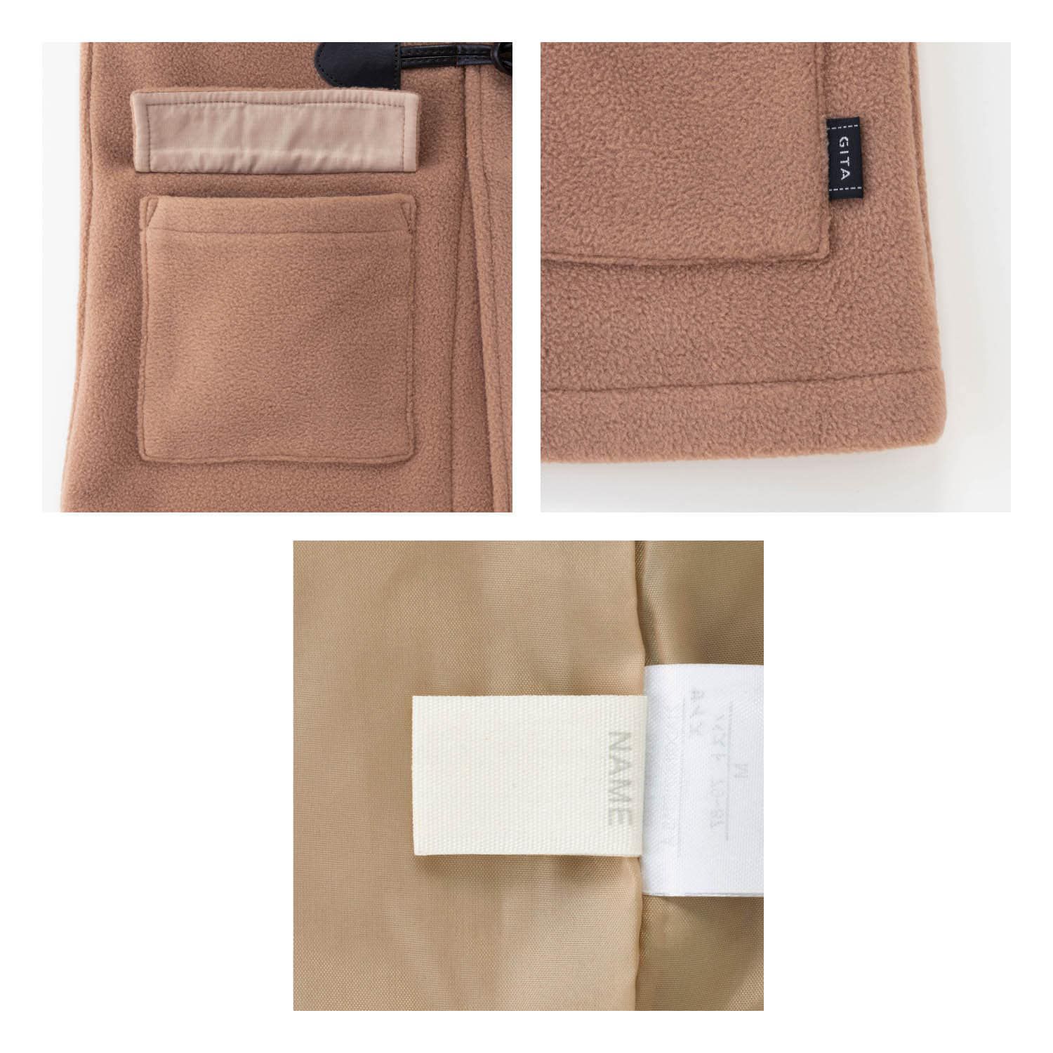 日本千趣會 - 牛角扣立領粗呢羊毛外套-卡其