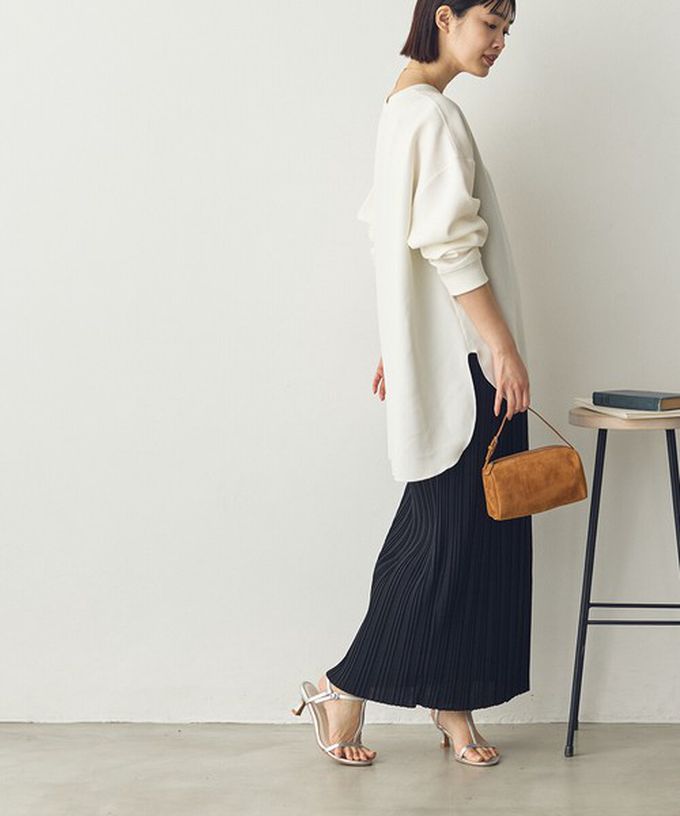 日本 Sans Souci 34+ - 細摺搖曳優雅長裙(全腰鬆緊)-炭灰 (M)