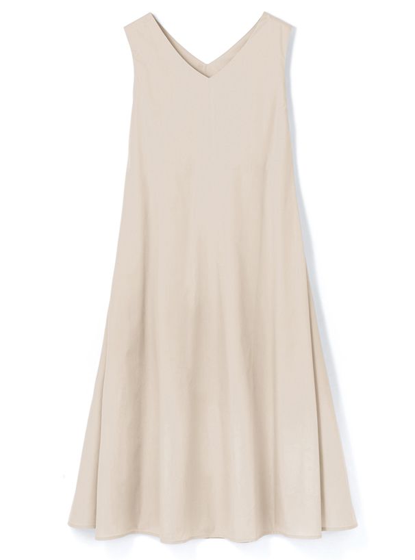 日本 GRL - 聯名款 極簡清爽V領無袖洋裝-簡約黑