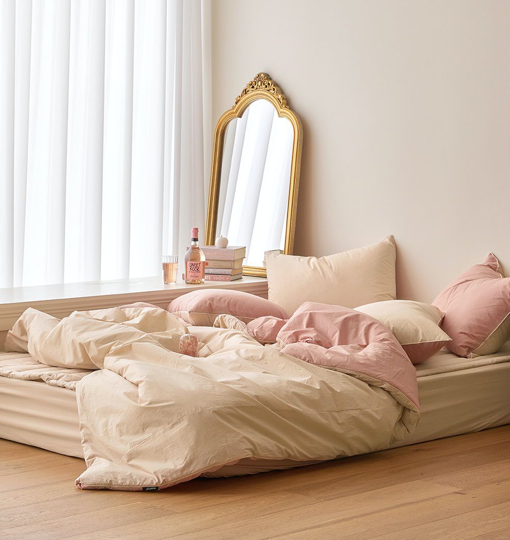 韓國 Maatila - 可水洗雙色高密度60支棉棉被(贈收納袋)-玫瑰花茶