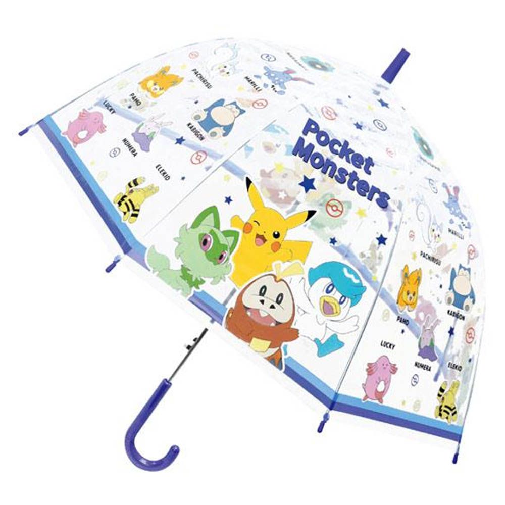 小孩最愛印花透明直傘-卡通人物御三家-藍 (55cm)