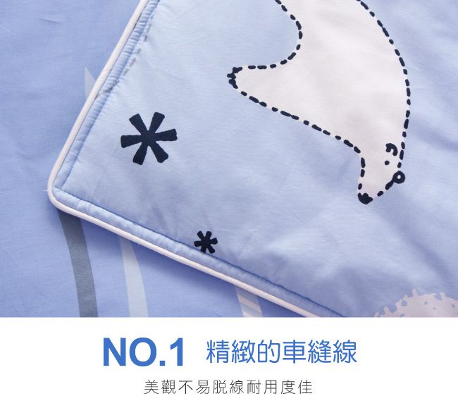 鴻宇 HongYew - 雙人薄被套床包組 防蹣抗菌100%美國棉-小白熊-藍