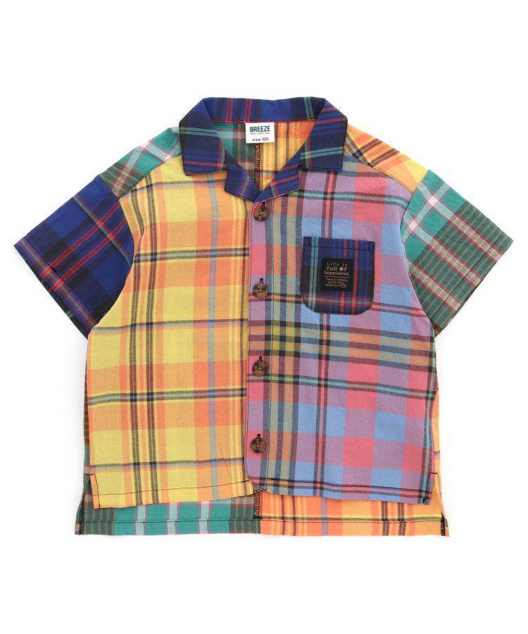 日本 BREEZE - 帥氣印花開襟短袖襯衫-丹寧藍