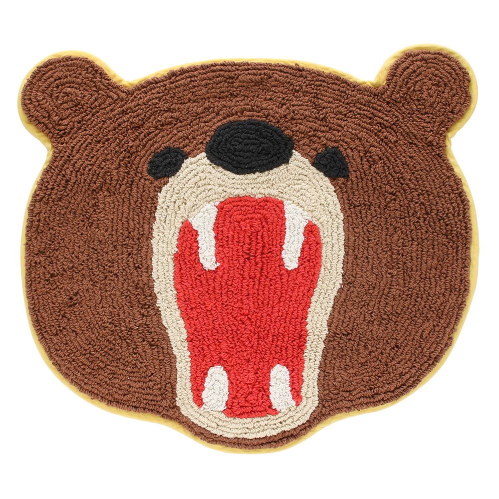 日本 TOMO - 可愛動物打哈欠腳踏墊-熊熊 (約45×51cm)