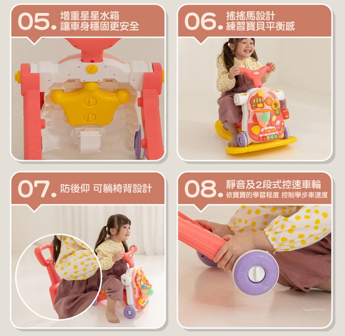 Kikimmy - 五合一聲光益智成長型玩具(搖搖馬/學步車/滑步車/滑板車/學習桌)-草綠色
