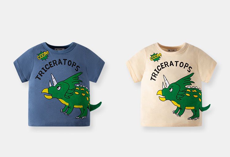 純棉短袖上衣-三角龍-杏色