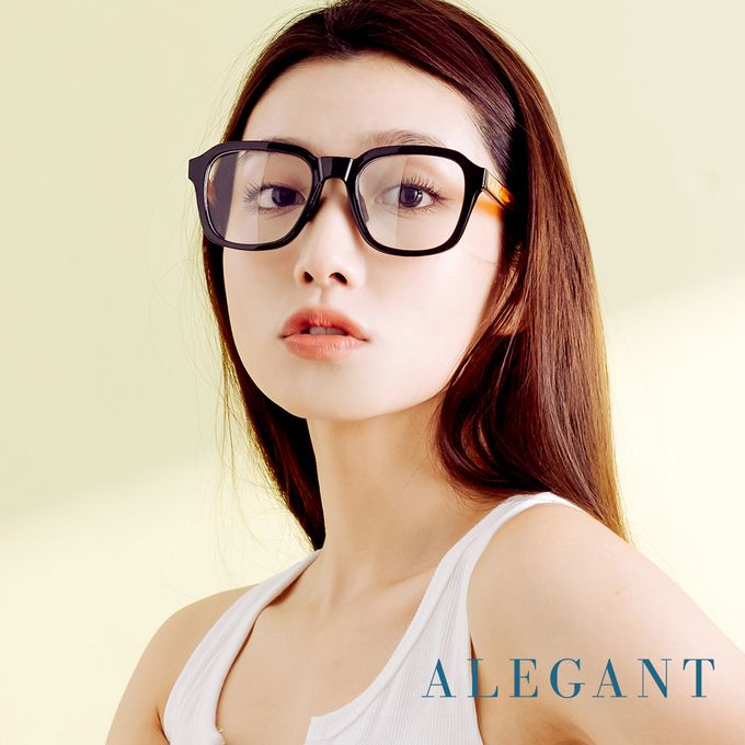 ALEGANT - 經典質感海曜黑威靈頓框插芯設計板材UV400濾藍光眼鏡