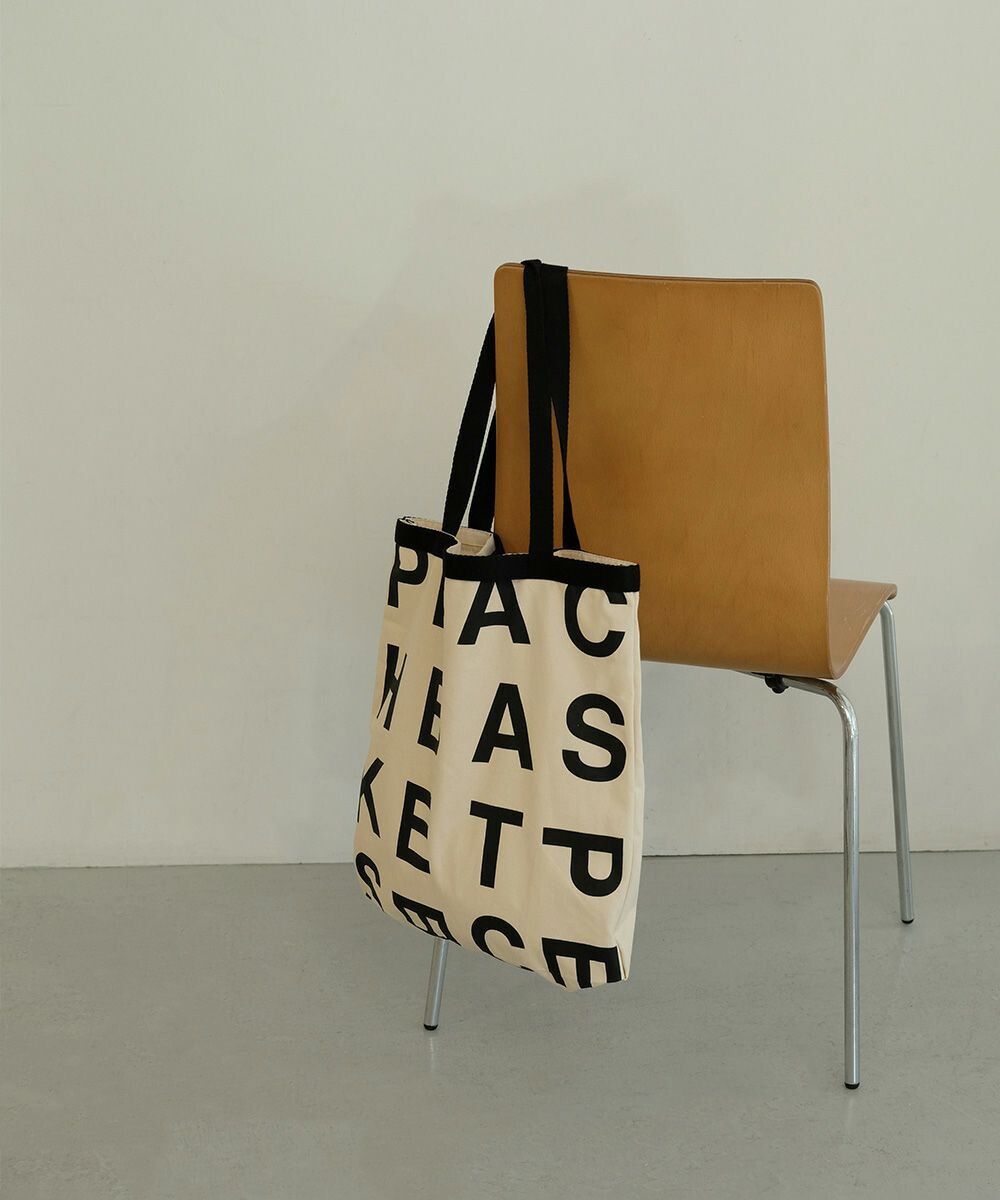 日本 Bab - [日雜推薦] 簡約字母帆布袋/托特袋-米杏