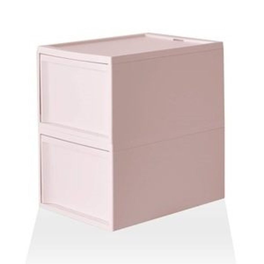 日本 RISU - 北歐風堆疊抽屜櫃組-粉紅色-L
