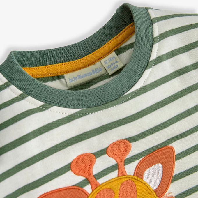 英國 JoJo Maman BeBe - 超優質嬰幼兒童100％純棉短袖上衣/ T-shirt/ 動物T-長頸鹿吃草