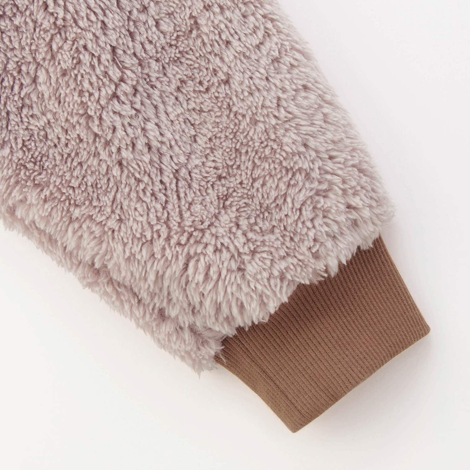 日本千趣會 - 燈芯絨拼接泰迪熊保暖外套-撞色-灰粉x卡其